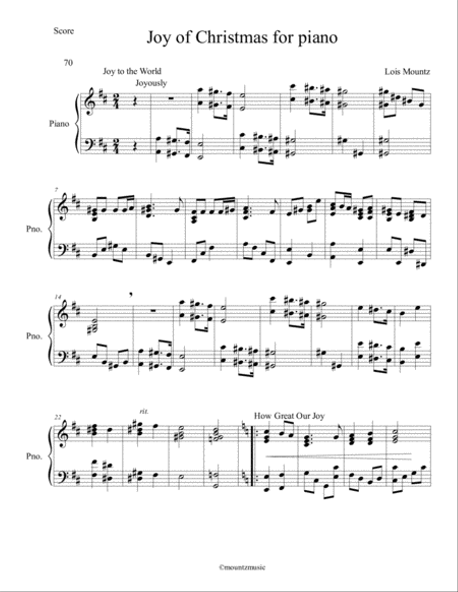Joy of Christmas Medley for Piano or Keyboard Piano Solo scores gallery preview page 1