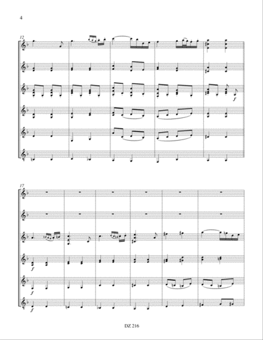 Sextuor, opus 18, no 1 (2e mouv.) Guitar Ensemble scores gallery preview page 4