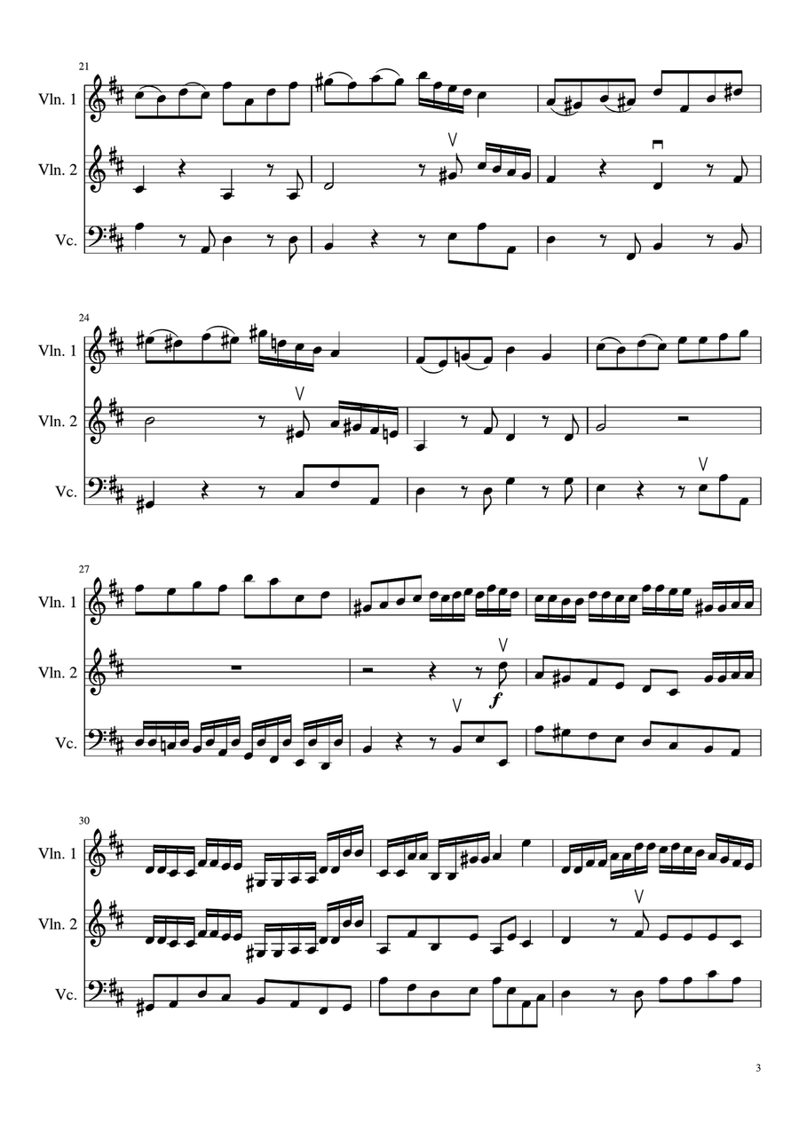 Brandenburg Concerto No. 5 (two violins and cello) String Trio scores gallery preview page 4