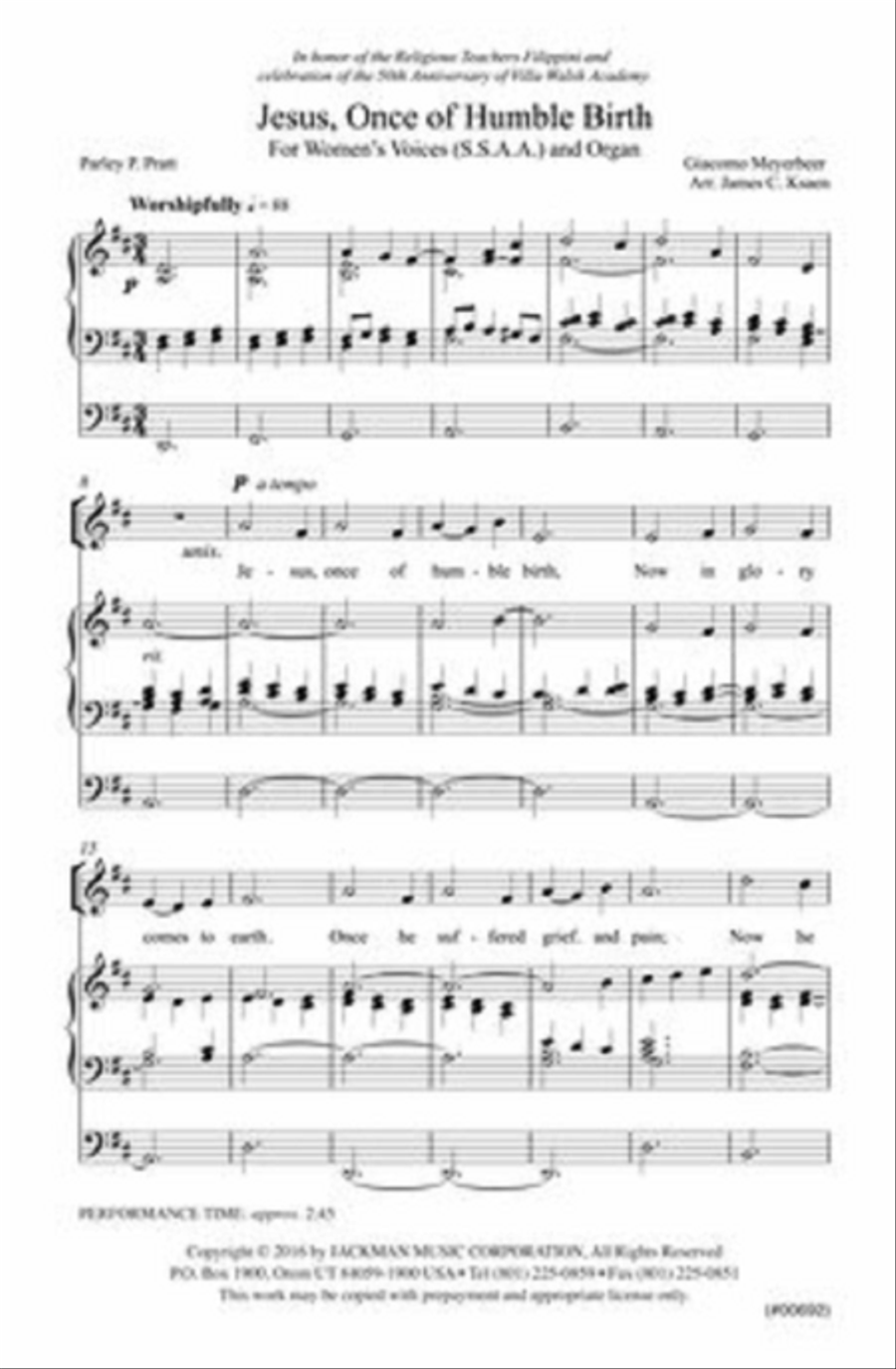 Jesus, Once of Humble Birth - SSAA SSAA scores gallery preview page 2