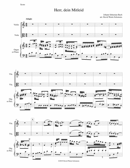 Herr dein Mitleid from the Christmas Oratorio - Weihnachtsoratorium violin, viola, keyboard image number null