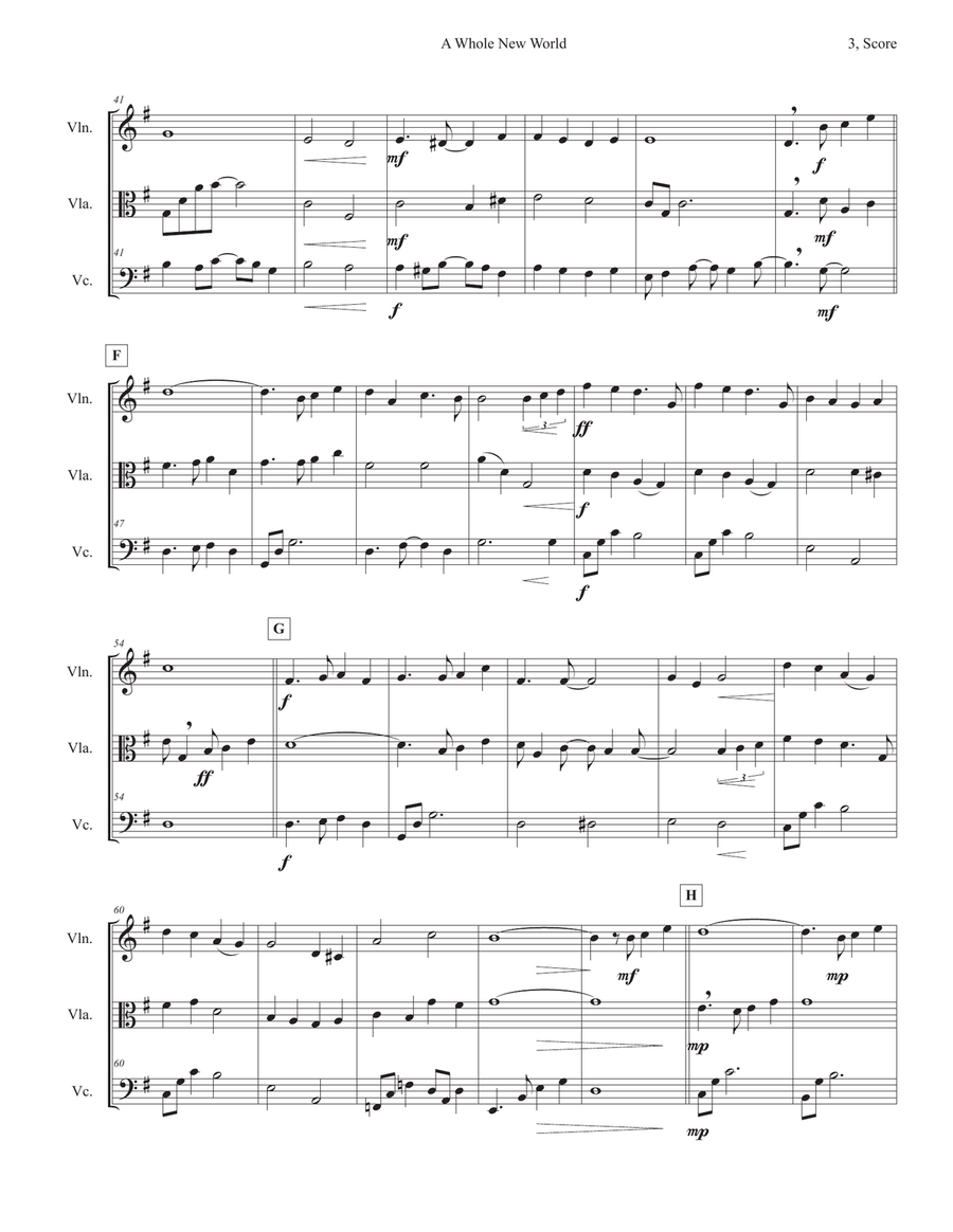 A Whole New World (from 'Aladdin') A Whole New World (from 'Aladdin') String Trio scores gallery preview page 3