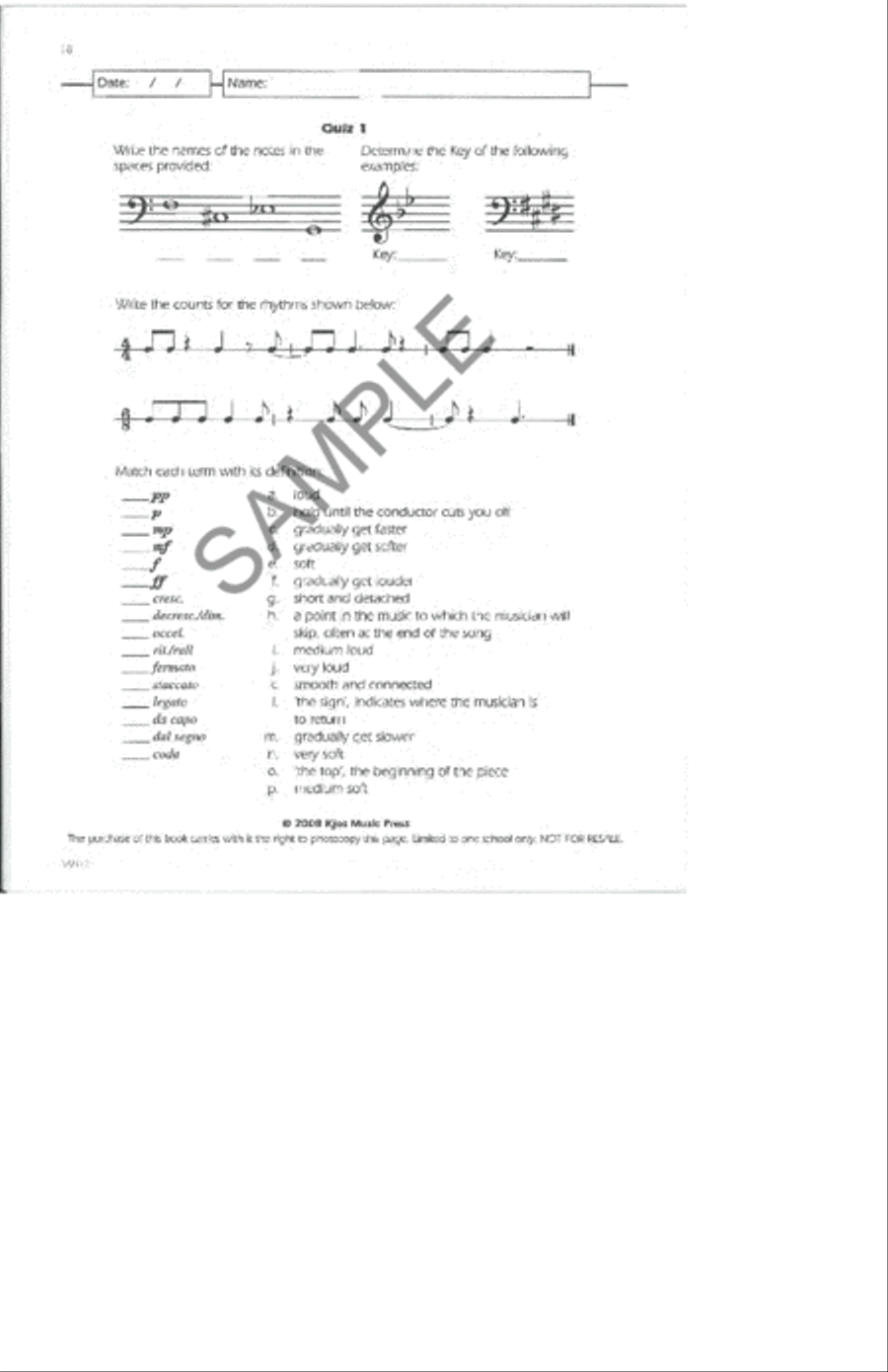One-Minute Theory, Book 2 - Test Bank Choir scores gallery preview page 2