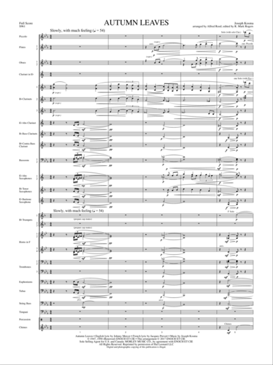 Autumn Leaves (Les feuilles mortes) - Full Score Concert Band scores gallery preview page 3