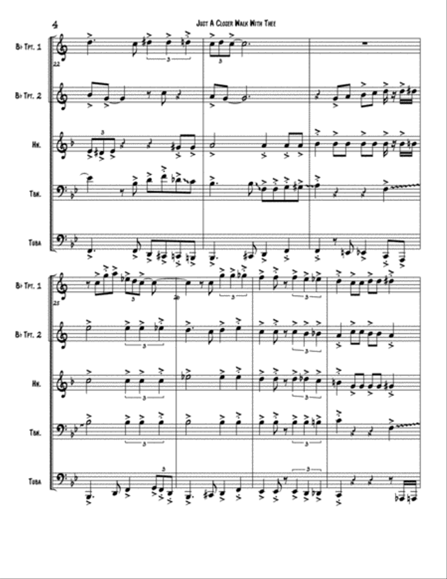 Just a Closer Walk with Thee Brass Ensemble scores gallery preview page 4
