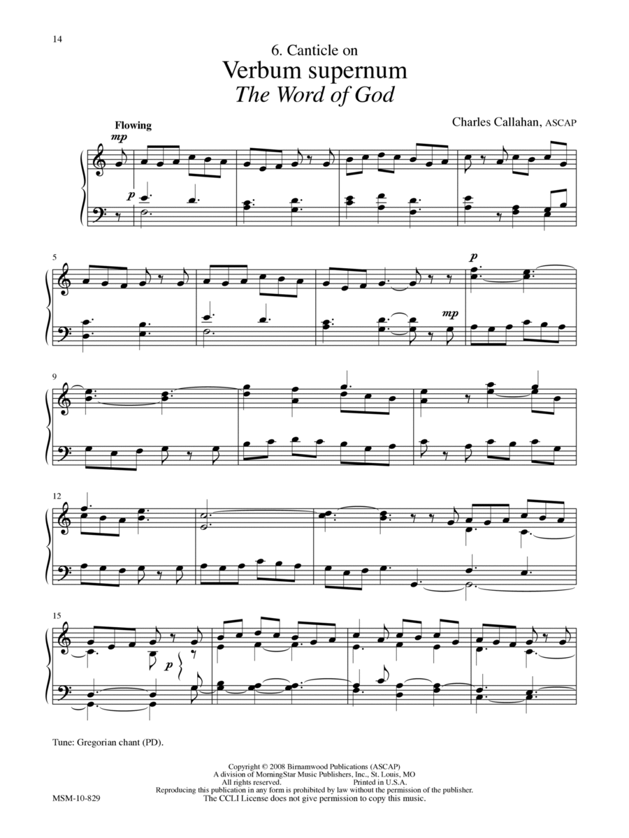 Canticle on Verbum supernum (The Word of God) Organ scores gallery preview page 1