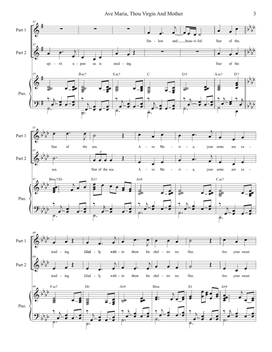 Ave Maria, Thou Virgin And Mother (2-part choir) 2-Part scores gallery preview page 3