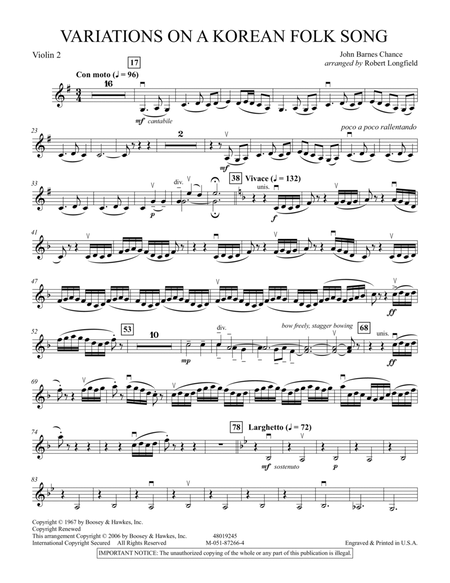 Variations on A Korean Folk Song - Violin 2