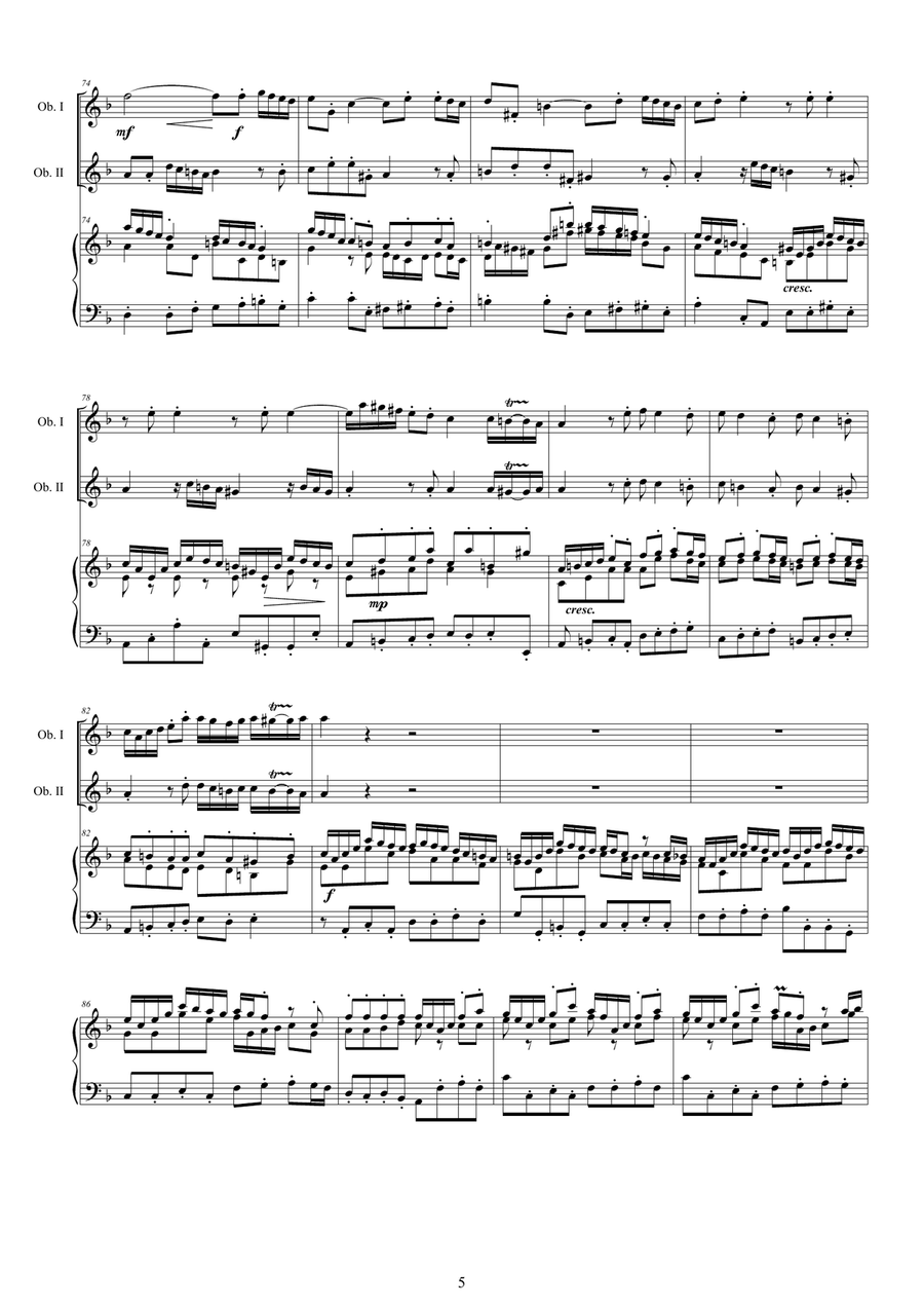 Albinoni - Oboe Concerto No.3 in F major Op.9 for Two Oboes and Cembalo or Piano Harpsichord scores gallery preview page 5