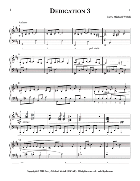 Dedication 3 Piano Solo - Digital Sheet Music