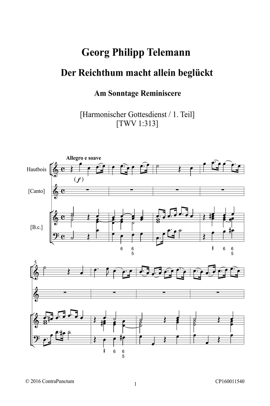 Harmonischer Gottesdienst TWV 1:313 Der Reichthum macht allein beglückt Oboe Solo scores gallery preview page 5