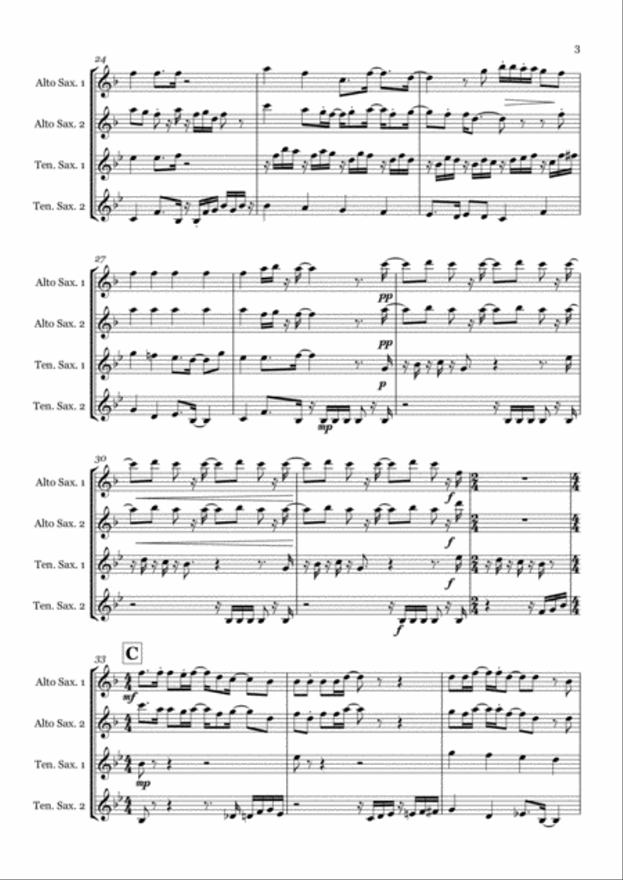 I Want You Back Saxophone Quartet scores gallery preview page 3