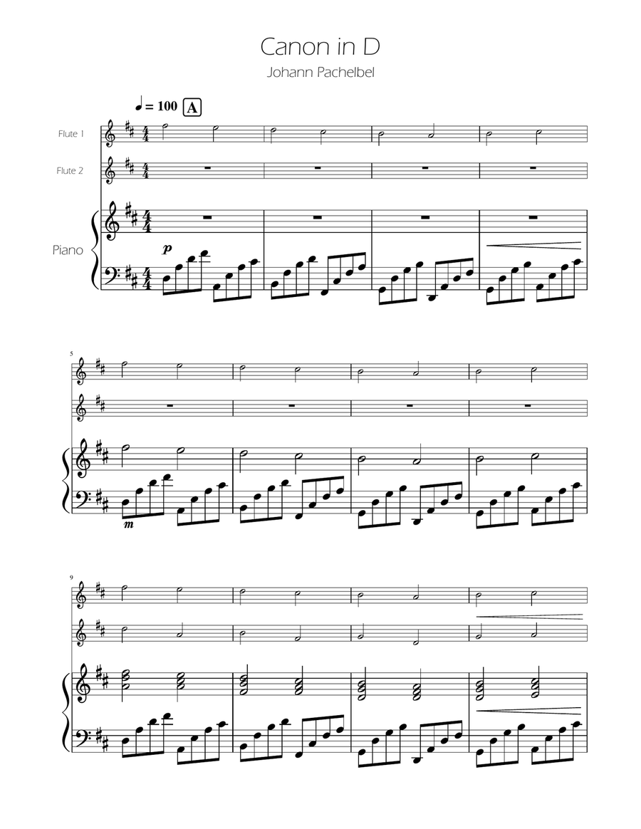 Canon in D - Flute Duet Flute Duet scores gallery preview page 1