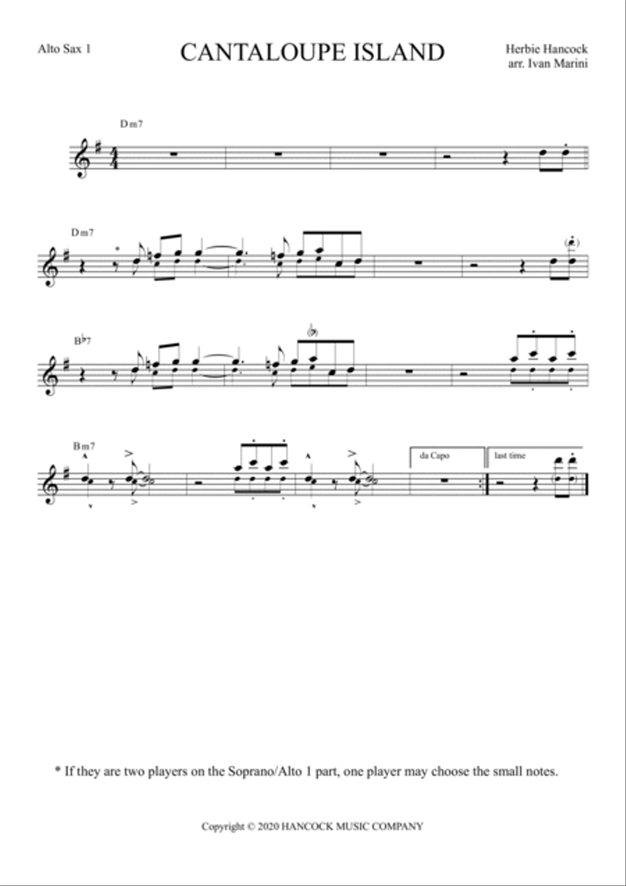 Cantaloupe Island Saxophone Quartet scores gallery preview page 4