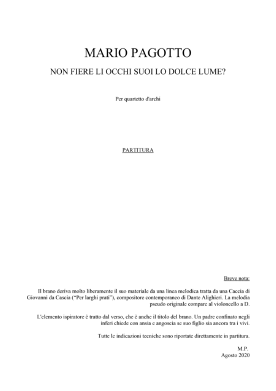 MARIO PAGOTTO: Dolce lume? String Quartet scores gallery preview page 2