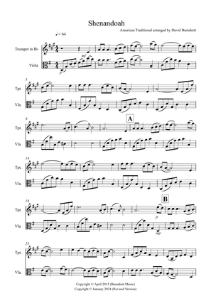 Shenandoah for Trumpet and Viola Duet