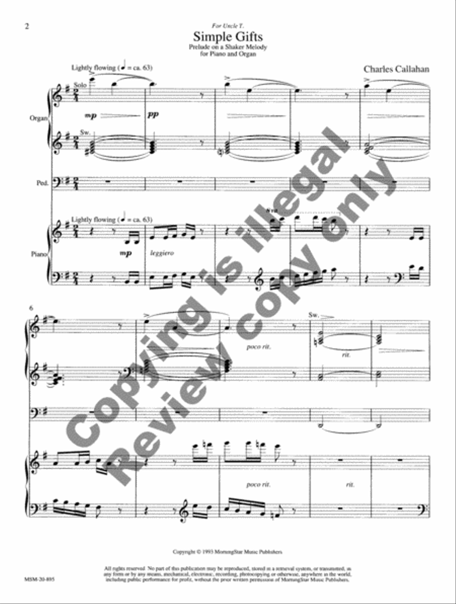 Simple Gifts Organ scores gallery preview page 7