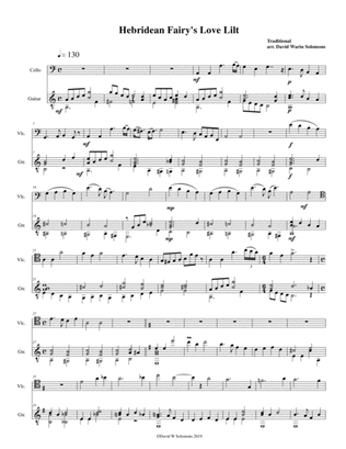 Hebridean fairy's love song (Tha Mi sgith) arranged for cello and guitar