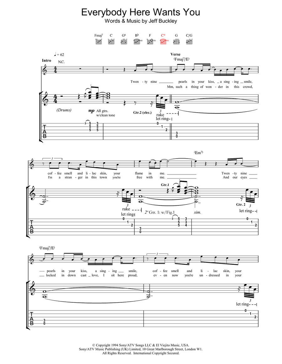 Everybody Here Wants You Acoustic Guitar scores gallery preview page 1