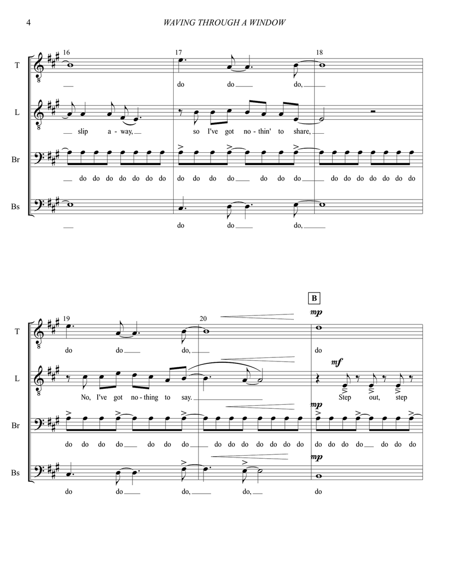 Waving Through A Window TTBB scores gallery preview page 4