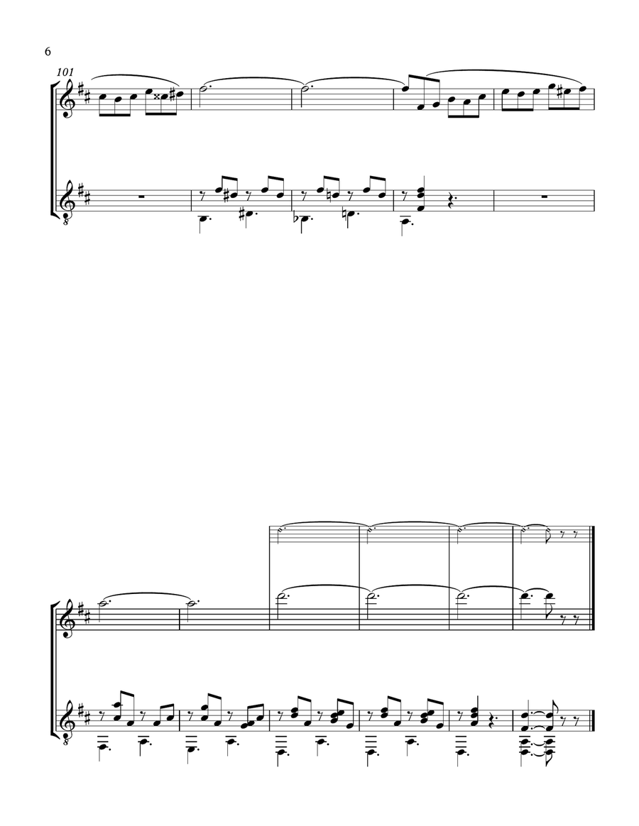 Berceuse (Violin and Guitar) - Score and Parts Berceuse (Violin and Guitar) - Score and Parts String Duet scores gallery preview page 6