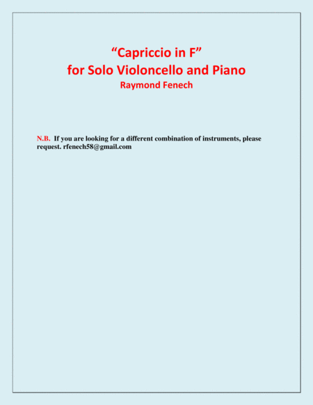 Capriccio in F - For Solo Violoncello and Piano image number null