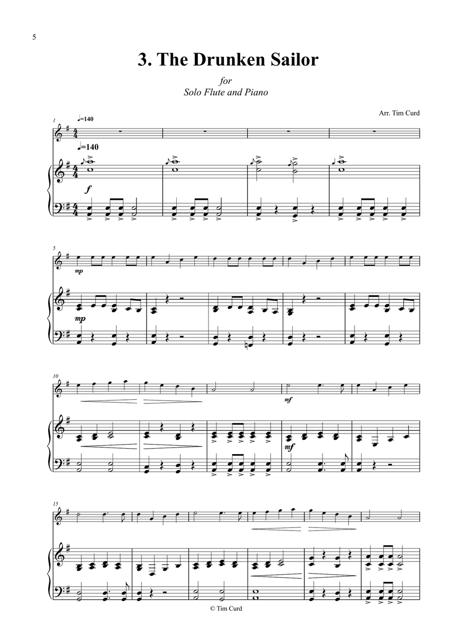 14 Fun Solos for Flute and Piano Flute Solo scores gallery preview page 6