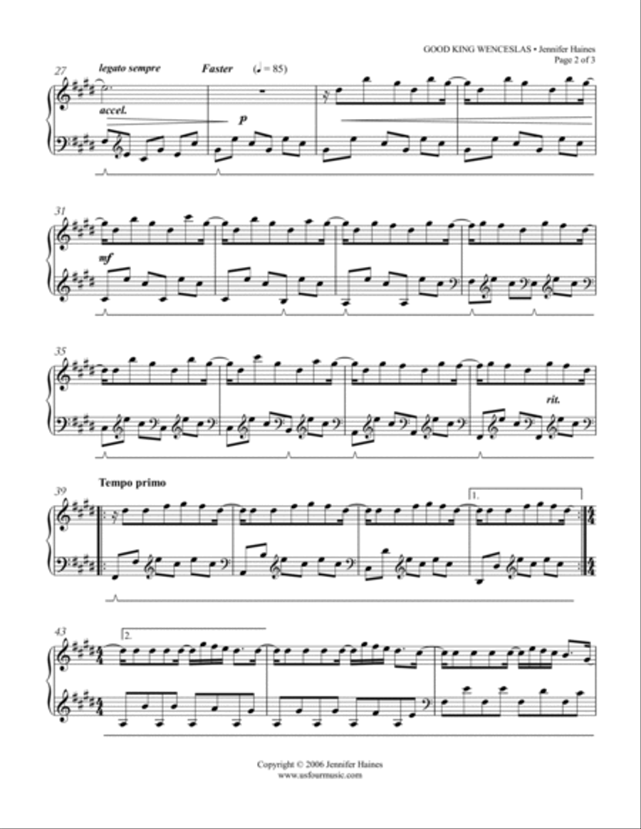 Good King Wenceslas Piano Solo scores gallery preview page 2