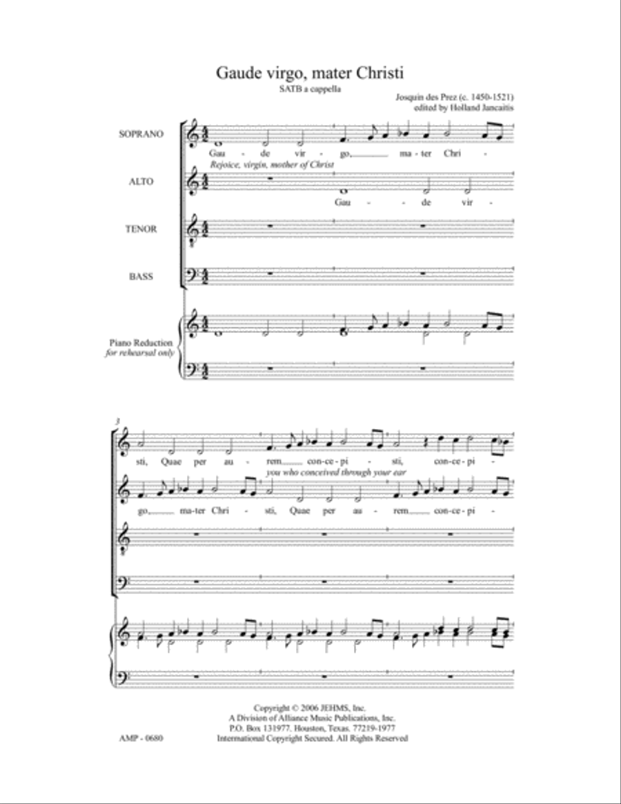 Gaude Virgo, Mater Christi 4-Part scores gallery preview page 2