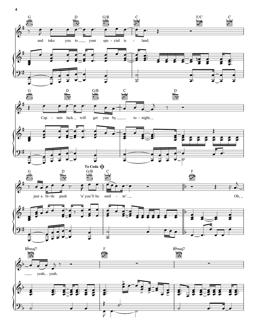 Captain Jack Piano, Vocal, Guitar scores gallery preview page 4