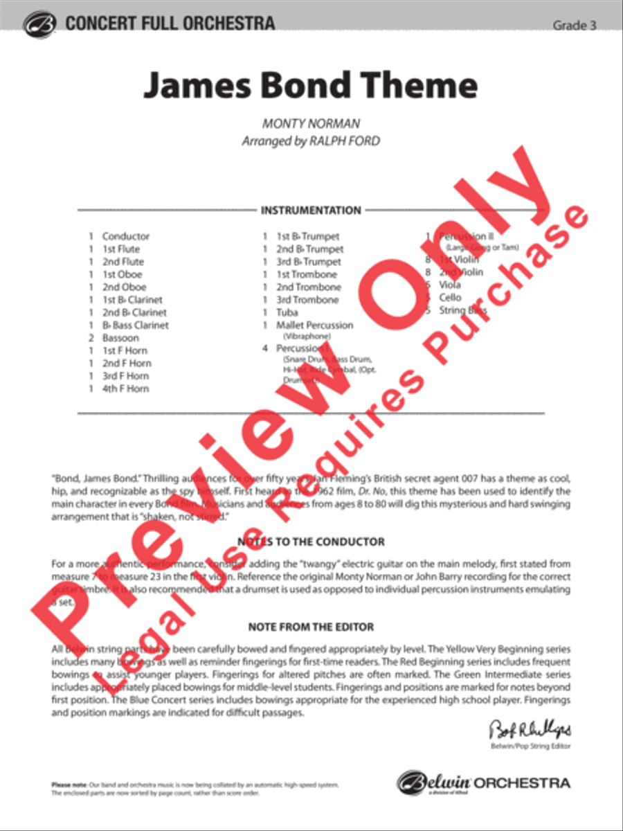 James Bond Theme Full Orchestra scores gallery preview page 2