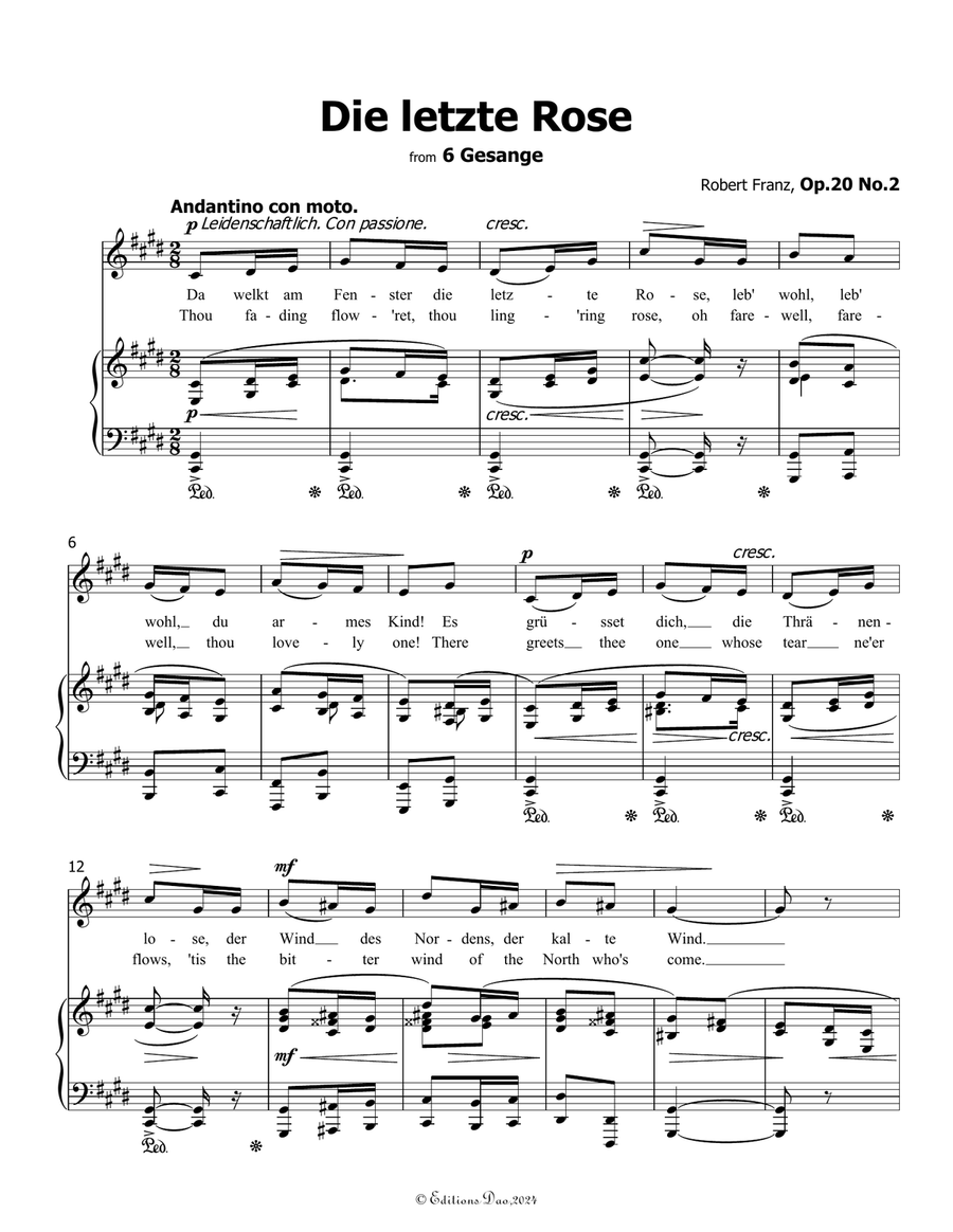 Die letzte Rose, by Robert Franz, in c sharp minor Voice scores gallery preview page 3