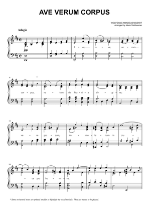 Mozart - Ave Verum Corpus - Piano Solo