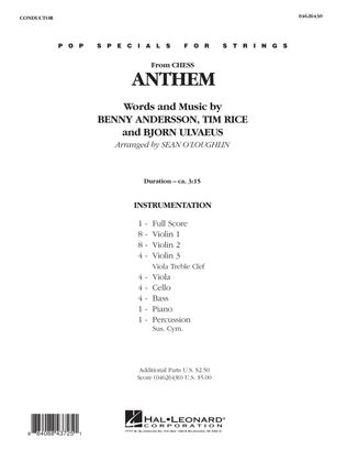 Book cover for Anthem (from "Chess") - Full Score
