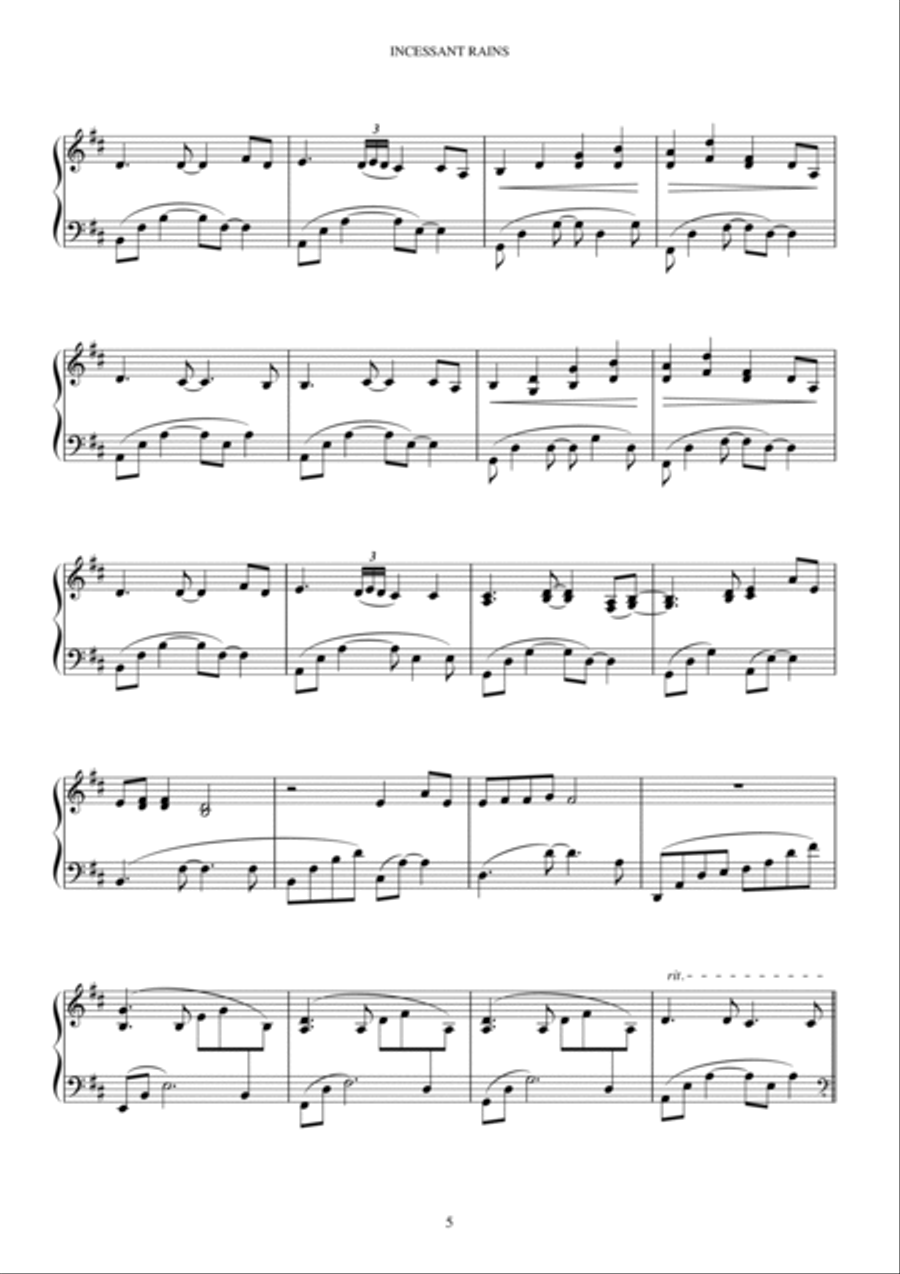 INCESSANT RAINS Piano Solo scores gallery preview page 6
