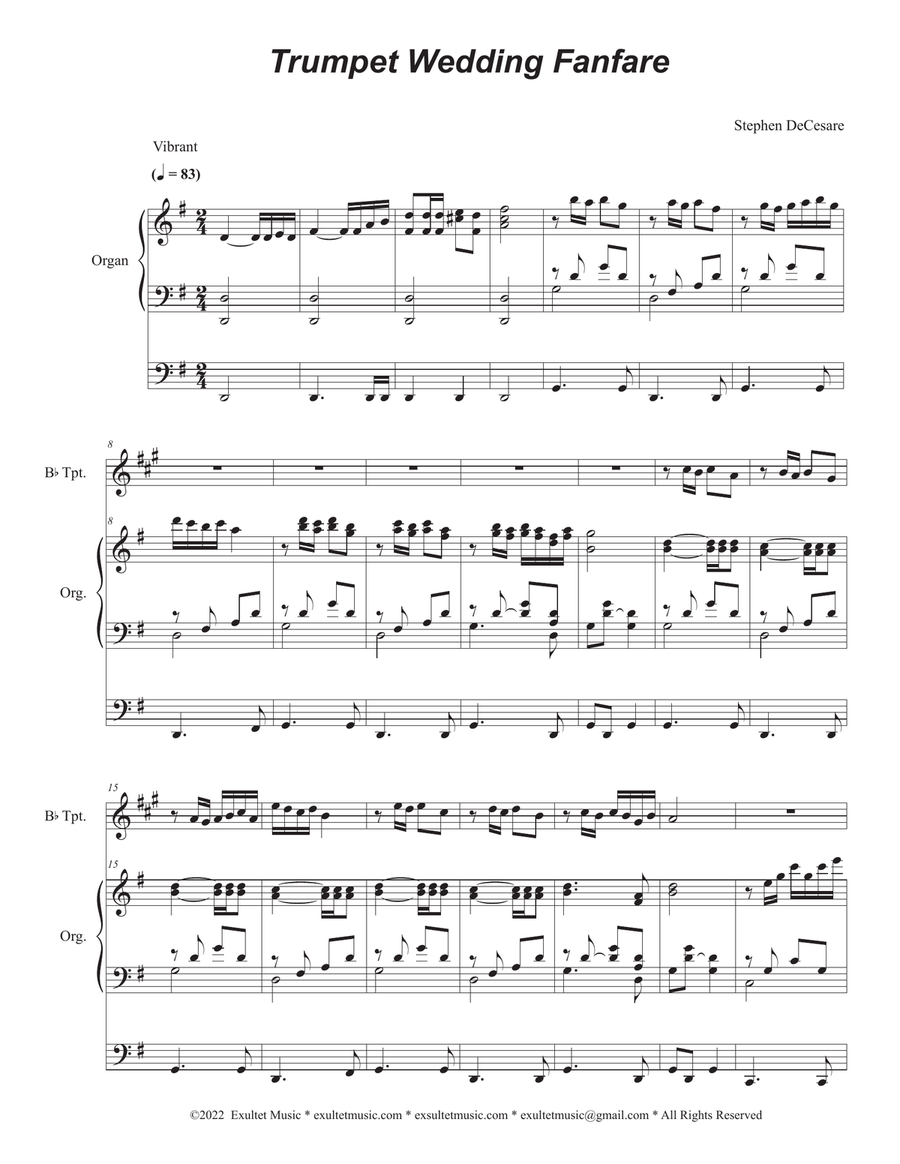 Trumpet Wedding Fanfare B-Flat Trumpet scores gallery preview page 1
