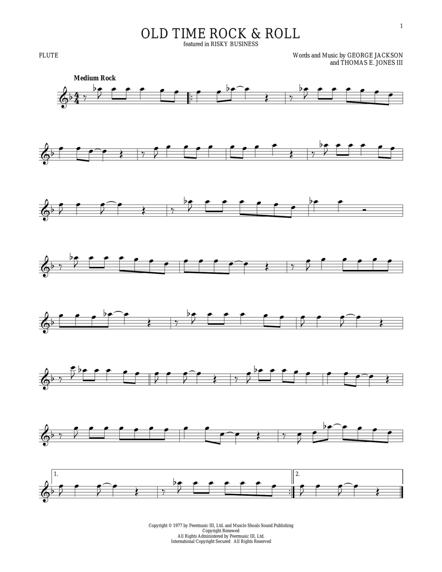 Old Time Rock & Roll Flute Solo scores gallery preview page 1