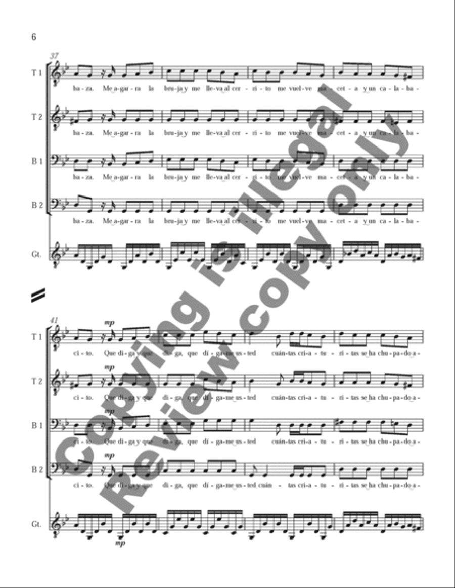 Three Mexican Folk Songs: 2. La Bruja TTBB scores gallery preview page 6