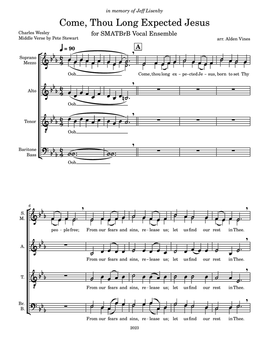 Come, Thou Long Expected Jesus A Cappella scores gallery preview page 1