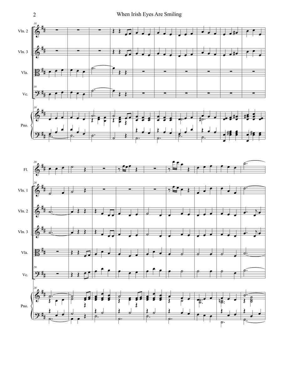 When Irish Eyes Are Smiling (for String Quartet and Piano) String Quartet scores gallery preview page 2