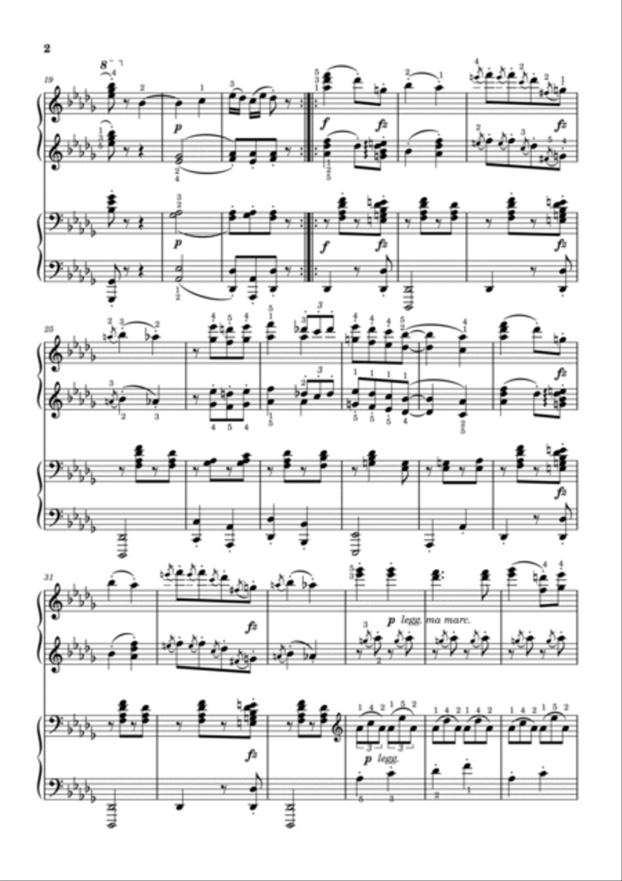 Brahms - Hungarian Dance No.6 in D Flat - Original With Fingering For Piano 4 Hands 1 Piano, 4-Hands scores gallery preview page 2