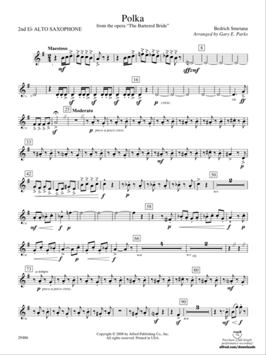 Polka from The Bartered Bride: 2nd E-flat Alto Saxophone Concert Band scores gallery preview page 1