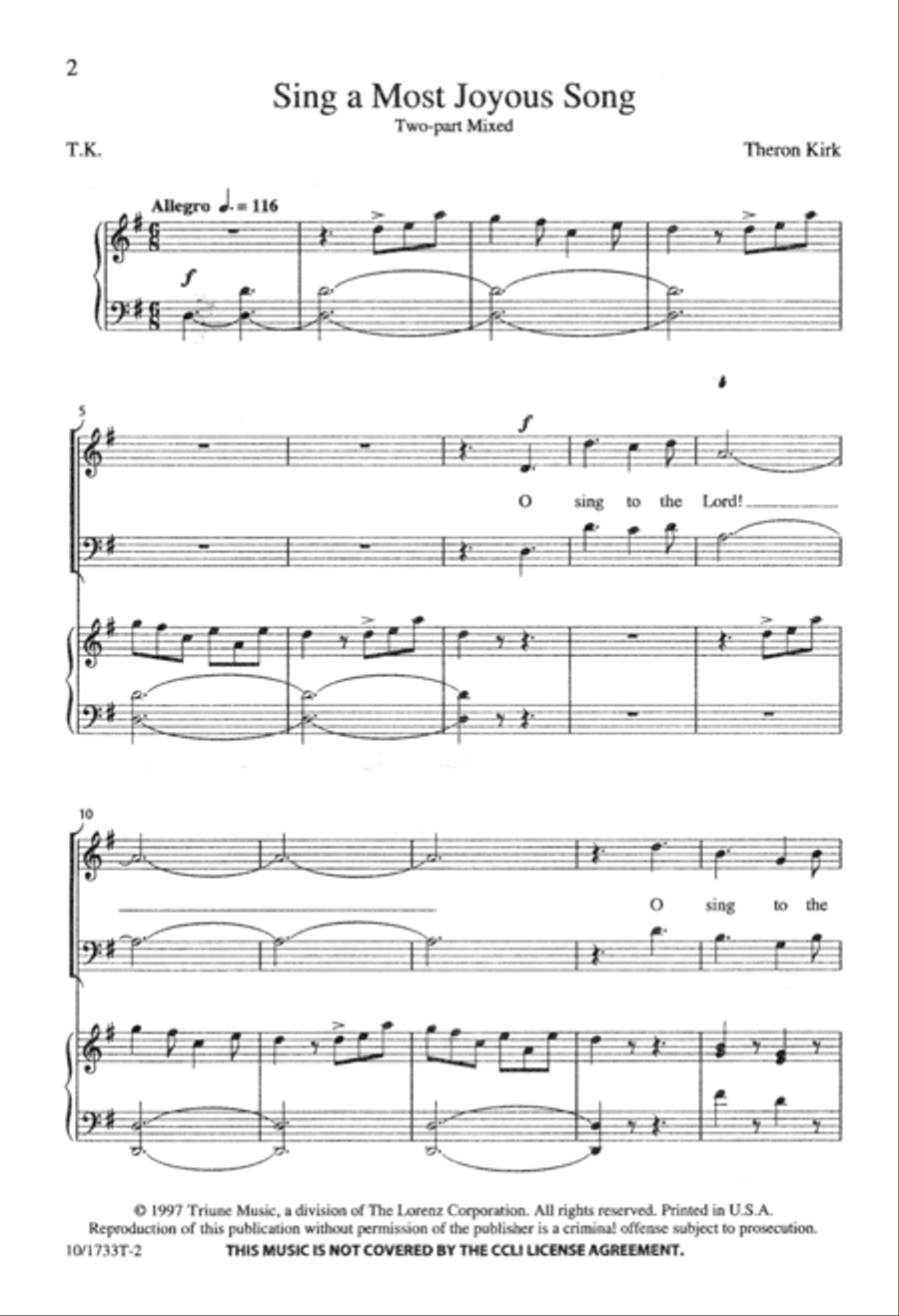 Sing a Most Joyous Song Sing a Most Joyous Song 2-Part scores gallery preview page 2