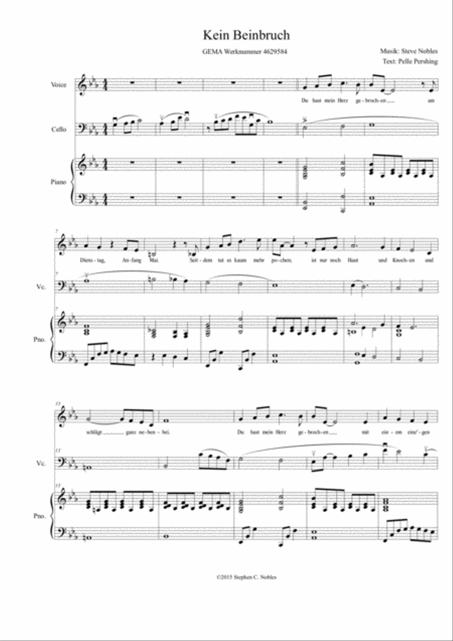 Kein Beinbruch Piano, Vocal, Guitar scores gallery preview page 1