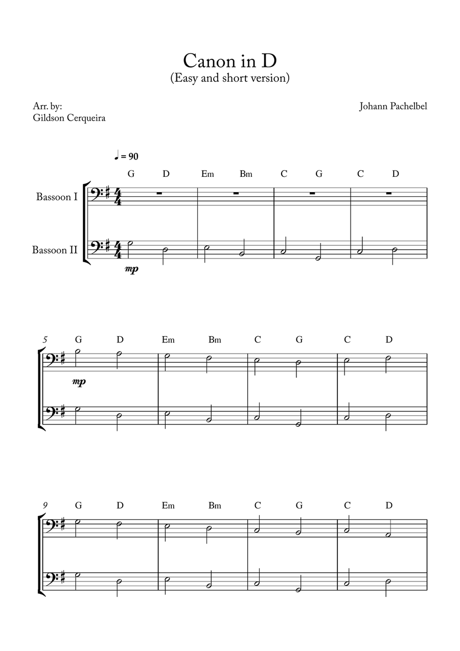 Canon in D Woodwind Duet scores gallery preview page 1