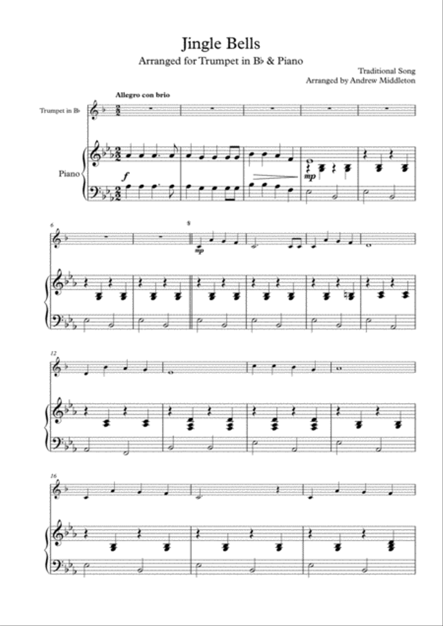 jingle Bells arranged for Trumpet & Piano Small Ensemble scores gallery preview page 3
