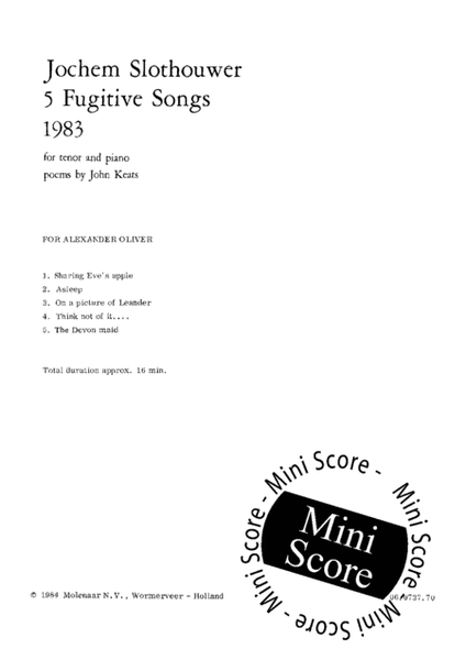 Five Fugitive Songs (1983)