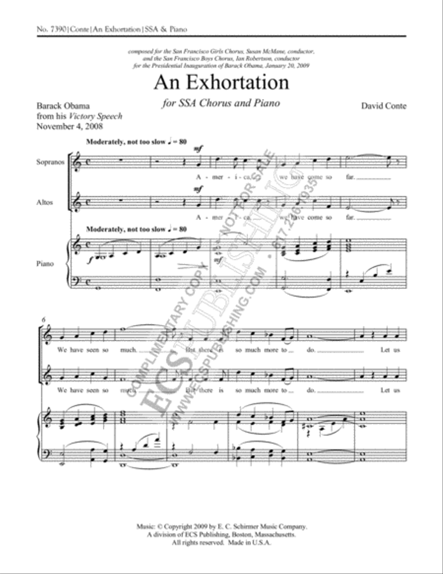 An Exhortation An Exhortation SSA scores gallery preview page 6