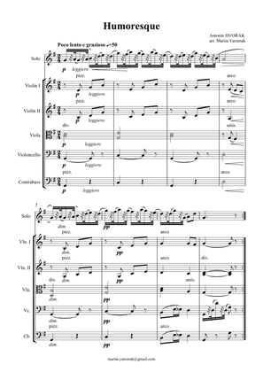 Dvorak – Humoresque (for string orchestra and a solo instrument)