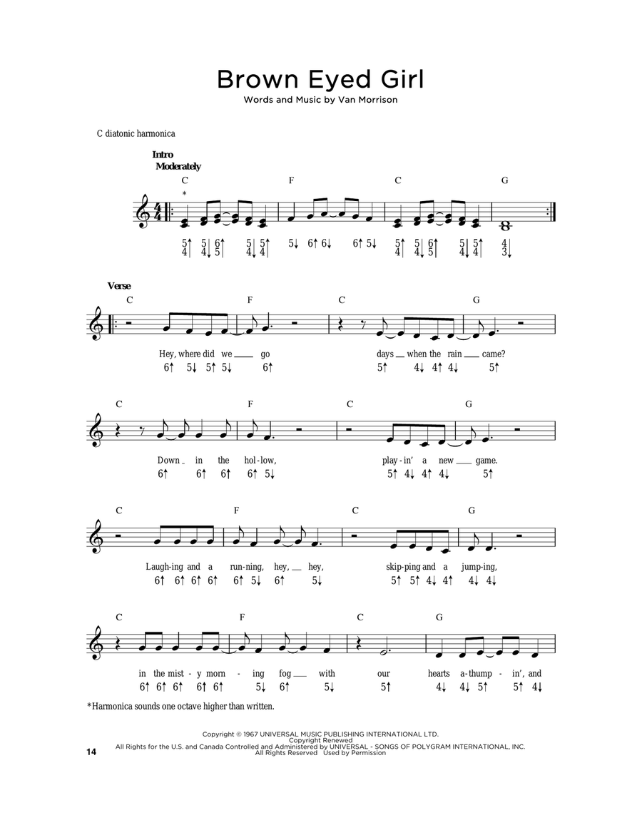Brown Eyed Girl Harmonica scores gallery preview page 1